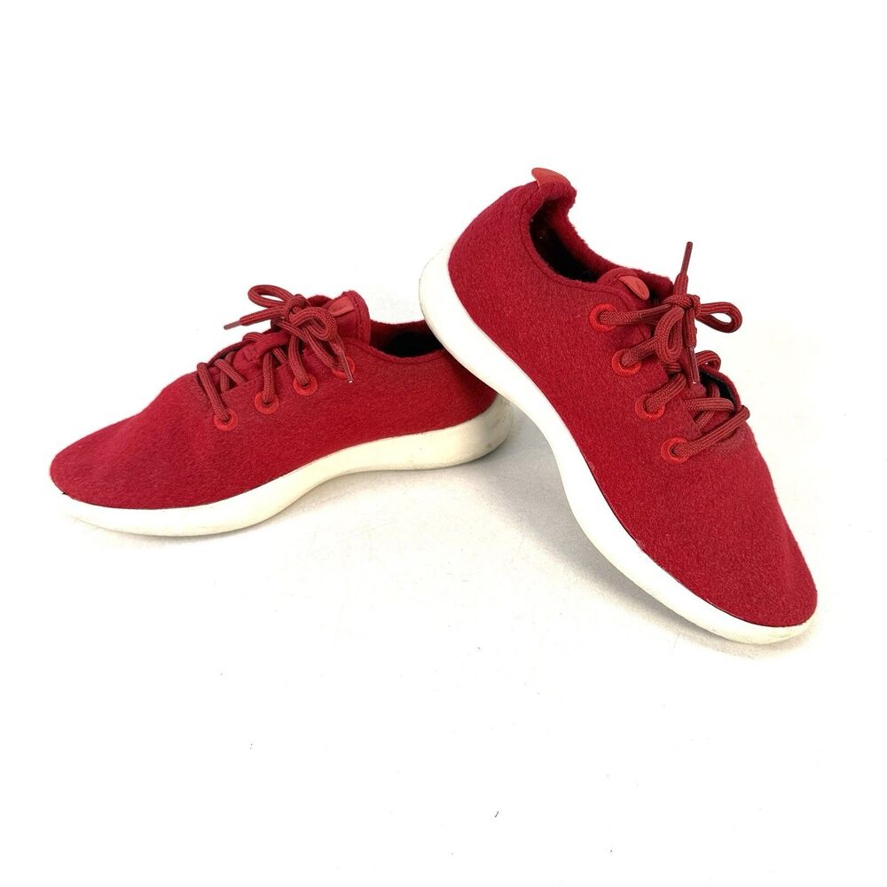 All Birds Womens Wool Runners Red & White Lace-Up Sneakers Shoes Size 9